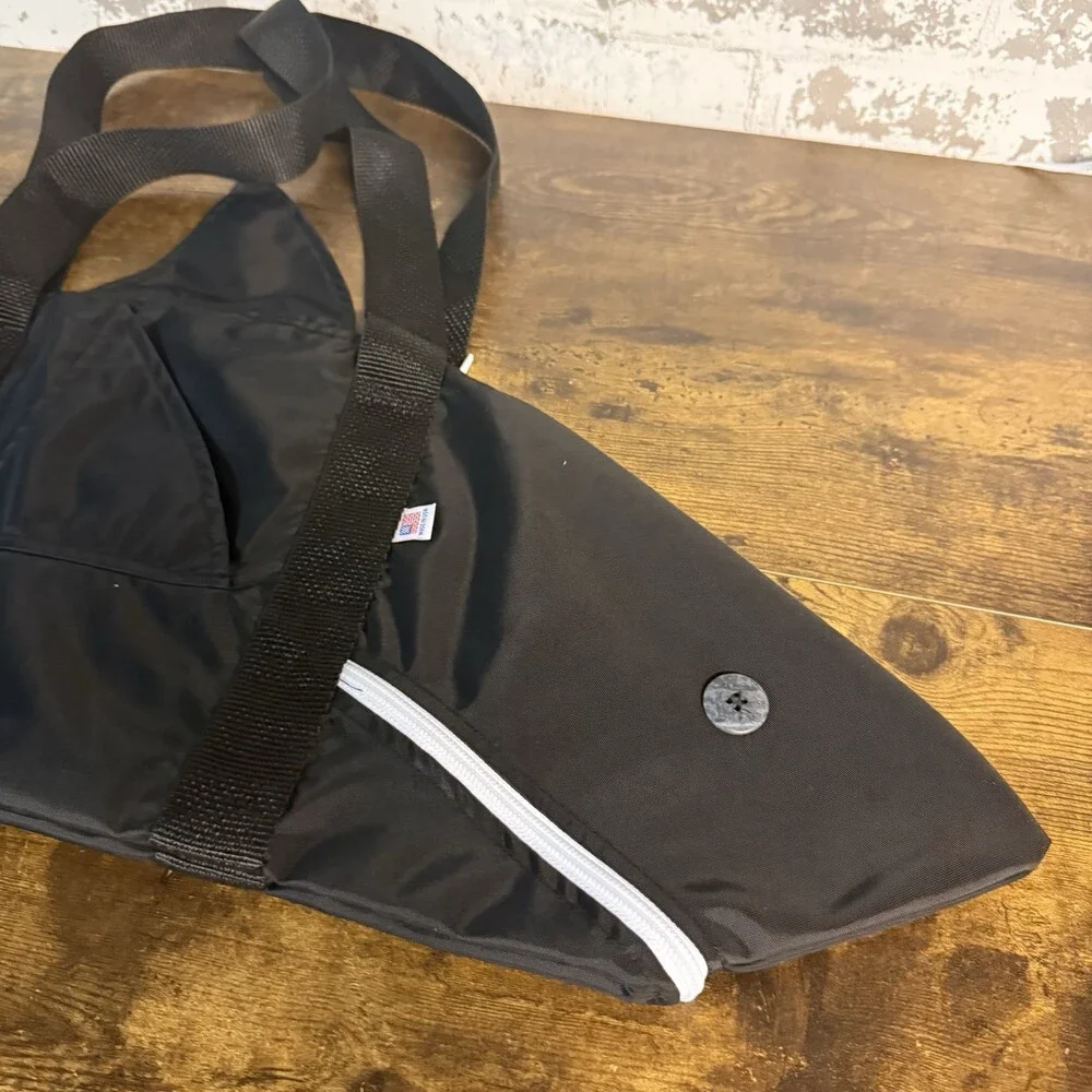NEW Novelty Shark Shaped Nylon Duffel Tote Bag Zipper Mouth Black